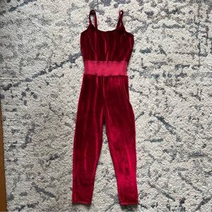 Custom Red Velvet Unitard Dance Costume